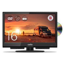 Cello 12 Volt 16 inch LED TV Made in the UK with Built-in DVD Freeview Play Freesat and Pitch Perfect Speakers Compact Screen for Campervans Motorhome