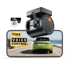 KAWA 2K Tiny Dash Cam, 1296P QHD Mini Car Camera Dashcam - Voice Control, G -Sensor, Free 32GB TF Card, Built-in WiFi, APP Control, WDR/3D DNR wi