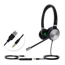 Yealink UH36 USB Headset with Microphone for PC Computer Headset Teams Certified Headsets Noise Cancelling with Mic 3.5mm Jack for Calls and Music (S