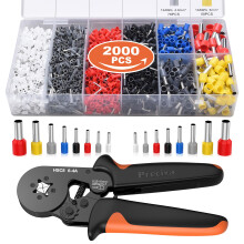 Crimping Tool Set & 2000 Ferrules, Preciva 0.25-10mm² / AWG23-7 Self-Adjusting Wire Crimper, Ratchet Design with Crimp connectors for Household & Ind