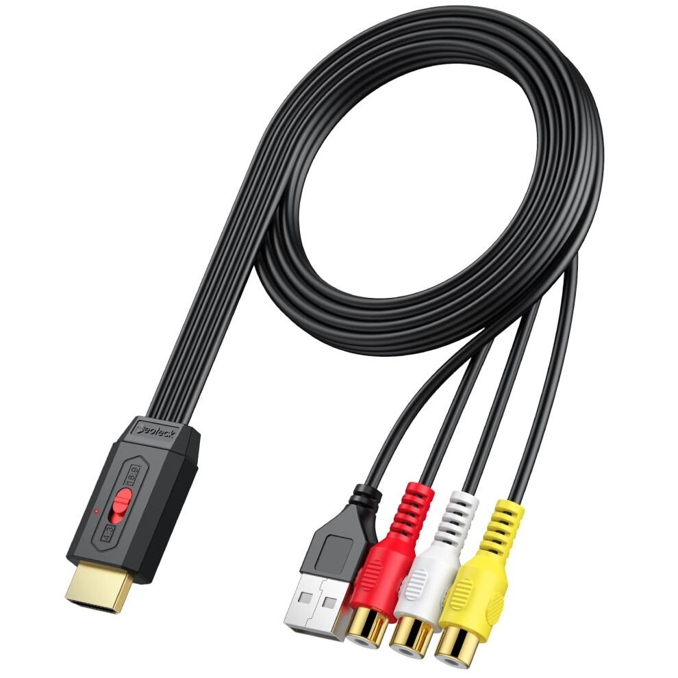 Neoteck Rca To Hdmi Converter Â Av To Hdmi Converter With 60Cm Integrated Cable, Rca Female Input For Wii/Ps1/Ps2/N64, 1080P Output, 4:3/16:9 Aspect 5006559380391