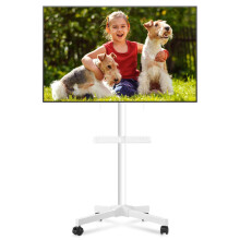 XINLEI Mobile TV Stand on Wheels with Extra Large Shelf, Portable TV Trolley for 21-60 inch Flat Curved TVs up to 35kg, Height Adjustable Tall Rollin