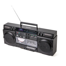 Roxel Camden Retro Cassette CD Player Boombox with DAB/FM Radio, Portable Vintage Player, BT 5.3, USB/TF/SD Playback, Mains Power, Headphone Jack, Vi