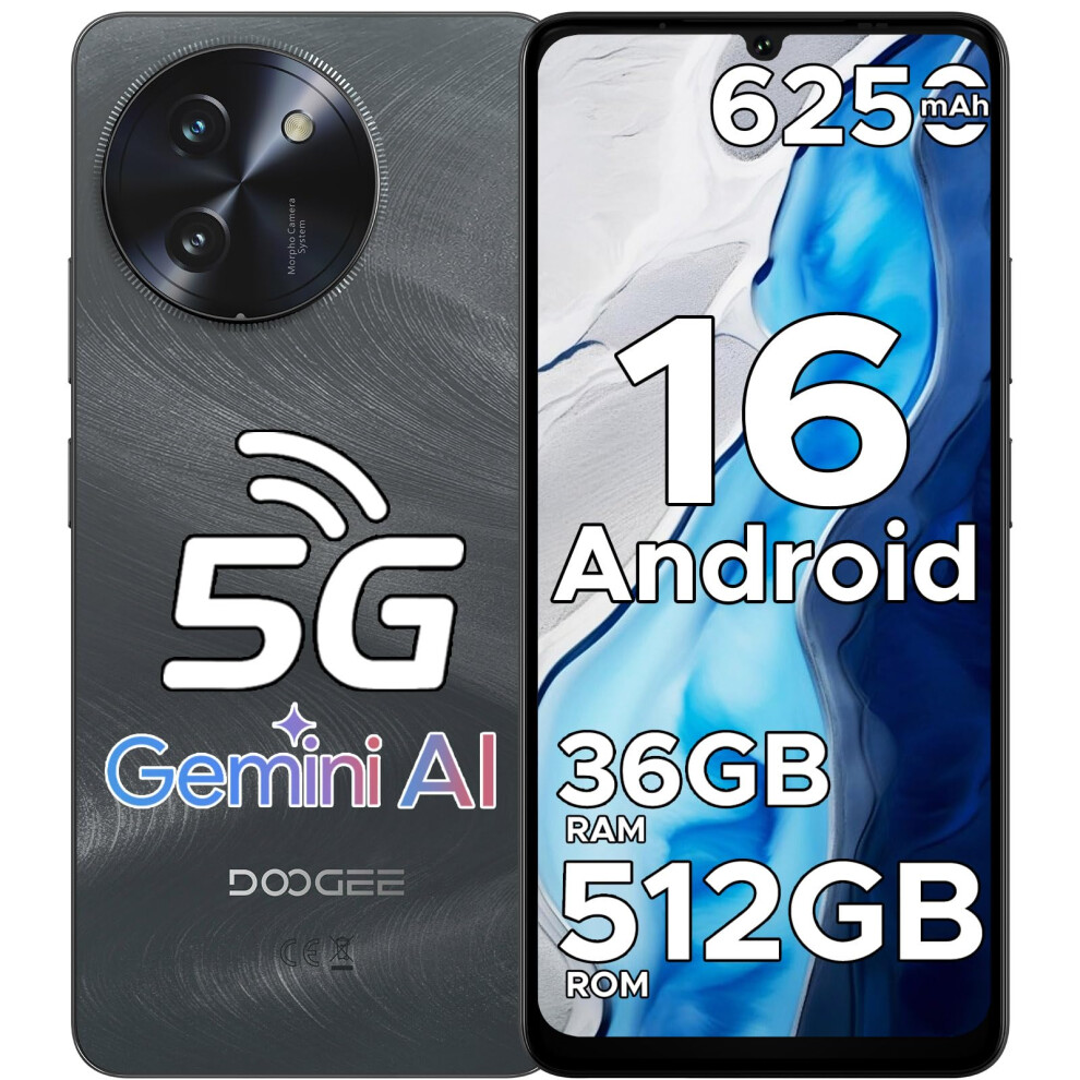 Doogee Note 59 Pro+ 5G Android 16 Smartphone-Gemini Ai, 36Gb+512Gb/2Tb & T8200 Octa-Core (6Nm) Mobile Phones, 120Hz 6.75" Hd+ Display & 6250Mah, 50Mp 31901901