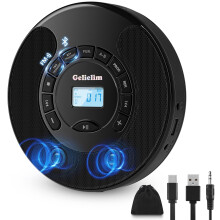 Gelielim Portable CD Player, Disman CD Players for Car with Bluetooth and FM Transmitter, CD Walkman with Dual Stereo Speakers, Anti-Skip Protection,