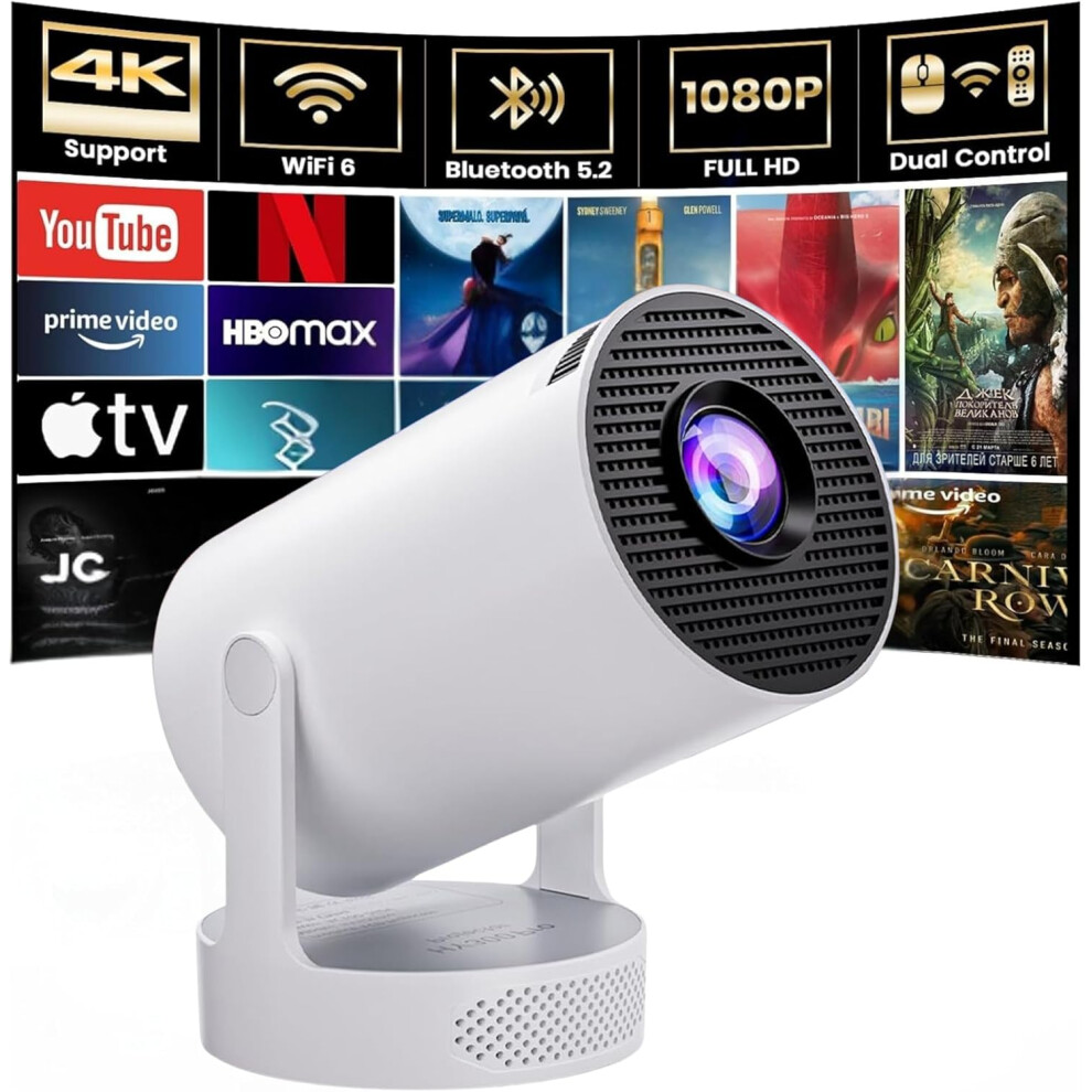 [Built-In Apps & 2025 Upgraded] Mini Projector With Wifi 6 And Bluetooth 5.4 Support 4K 1080P Auto Keystone 180 Adjustable Projector For Bedroom Com 70049572
