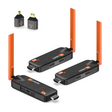 Wireless HDMI Transmitter & 2 Receivers, Expandable to 6 TVs + App Viewing, 4K Input 1080P@60Hz Output, 5GHz Long Range 50M, Plug & Play HDMI Extende