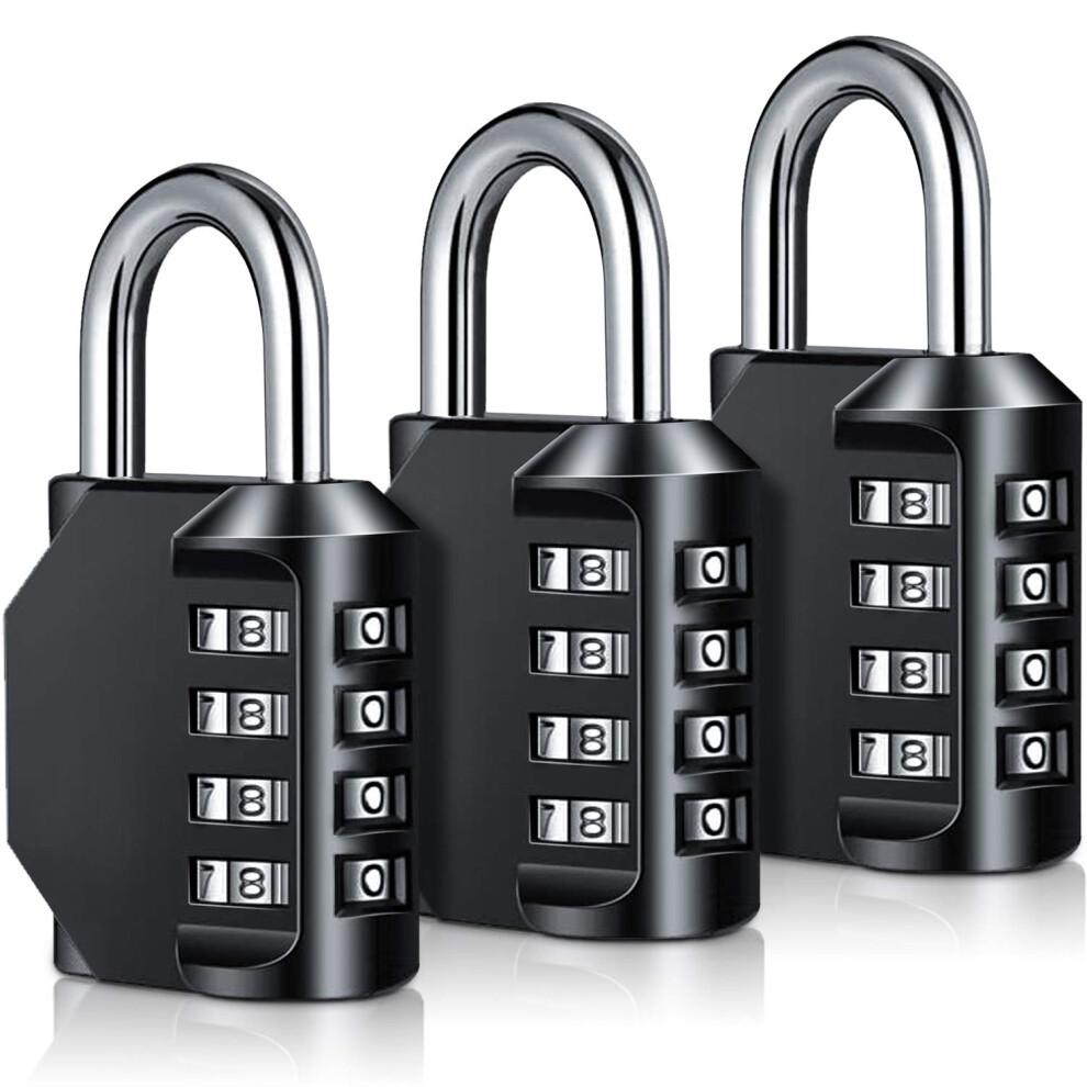 Beskoohome Brown Combination Padlock Heavy Duty Locks - 4-Digit Weatherproof Combination Lock Resettable Combination Padlock Outdoor For Gym, School, Hasp,