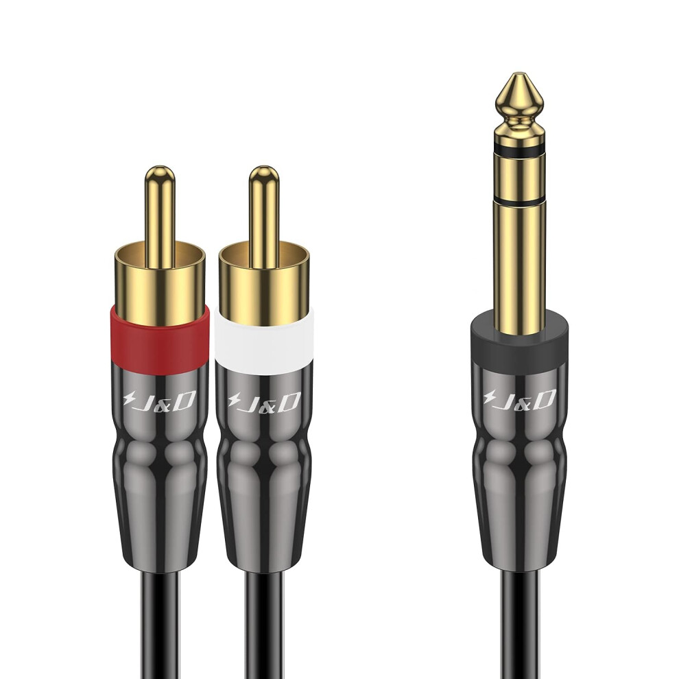 Photos - Cable (video, audio, USB) J&D 6.35mm TRS to Dual RCA Audio Cable, Copper Shell Heavy Duty 6.35mm 1/4 inch Male TRS to 2 RCA Male Stereo Audio Y Splitt