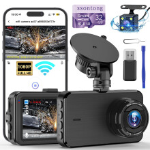 Dash Cam Front and Rear, Dashcam WiFi/App Control 1080P Car Camera Dash Cam, Dual Lens Dashboard Dash Camera for cars w/ 32GB Card,Night Vision,WDR,G