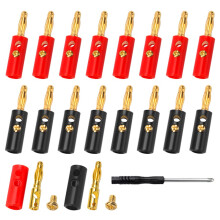 KUOQIY 18 PCS Gold Plated Banana Plug Connector, 4mm Speaker Plug Speaker Cable Connectors, with screwdriver, for Musical Audio Speaker Wire & Audio/