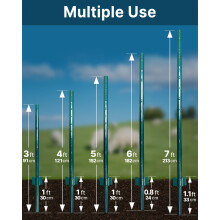 ARIFARO Metal Fence Posts 121cm 4ft Pack of 10 Sturdy Duty No Digging