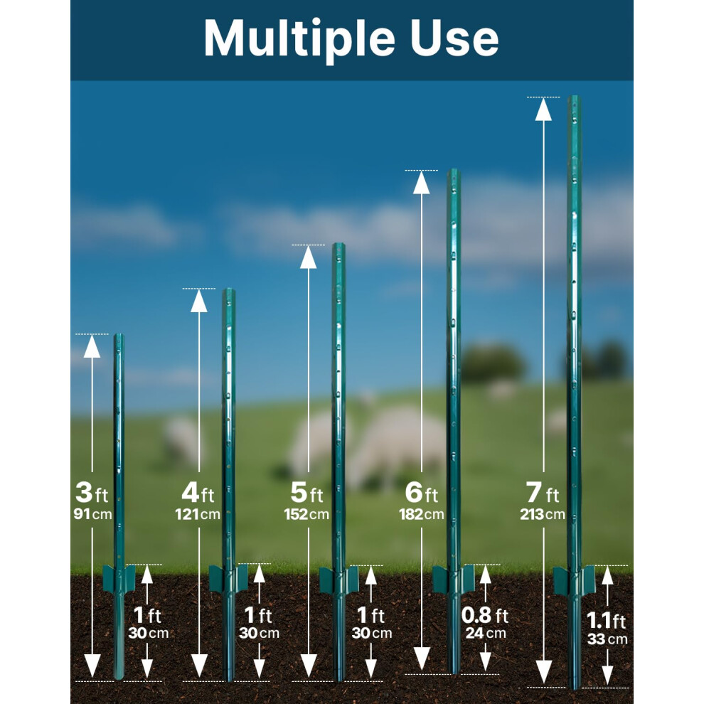Arifaro Metal Fence Posts 121Cm 4Ft Pack Of 10 Sturdy Duty No Digging 5009668308737