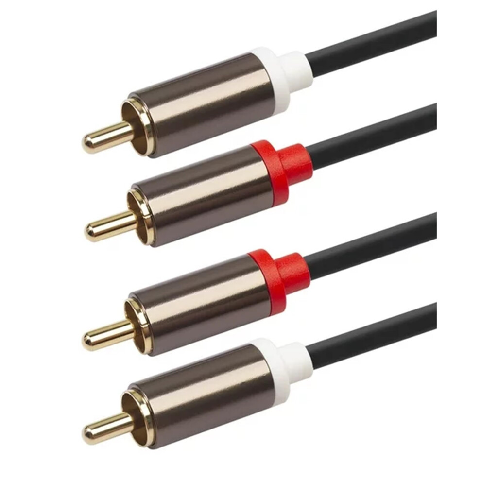 Pencilupnose 2Rca To 2Rca Cable Plated 2 Rca Male To 2 Rca Male Stereo Audio Cable For Home Theater, Hdtv, Gaming Consoles, Hi-Fi Systems 1M & 2 Gold 81203260