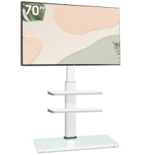 AOKCOS TV Stand TV floor Stand for 32-70 inch Flat and Curved TVs up to 40 KG,1350mm with 2 Shelves,Height adjustable Tiltable Swivel Corner TV stand