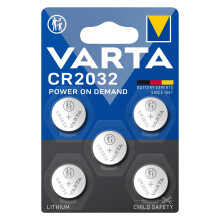 VARTA Batteries Electronics CR2032 Lithium button cell 3V battery 5-pack, Button cells in original blister pack of 5