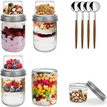 Overnight Oats Containers with Lids,Dual-Layer Glass Meal Prep with Dry and Wet Separation for Overnight Oats, Salad