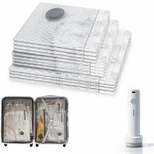 12 Pack Vacuum Bags for Travel with Rechargeable USB Pump,Space Saver Vacuum Storage Bags for Luggage and Suitcase