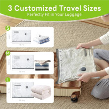 12 Pack Vacuum Bags for Travel with Rechargeable USB Pump,Space Saver Vacuum Storage Bags for Luggage and Suitcase