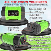 300W Car Inverter with Universal Socket 12V to 110V Car Corrected Wave LED Display Dual USB GB Plug