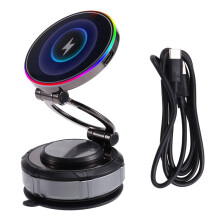 Car Mount Vacuum Magnetic Holder Foldable Strong Suction Stand Fast Wireless Charging 360 Rotation Car Phone Holder