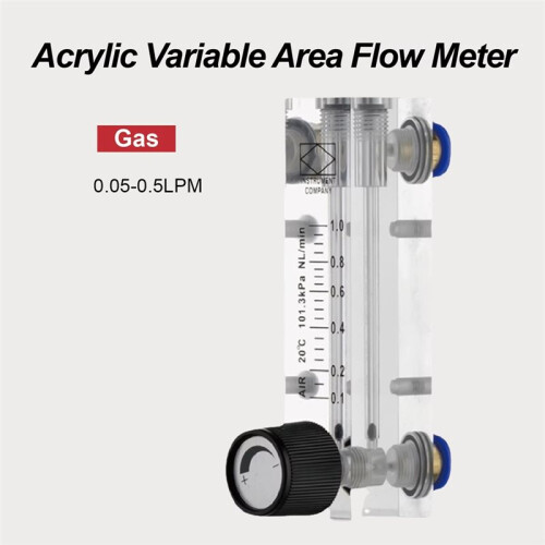 New LZM-4T Acrylic Flow Meter 0.05-0.5LPM 6mm Adjustable Panel Mount Gas Rotameter Variable Area Air Flow Controller 1