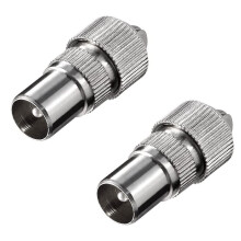 PENCILUPNOSE 2x Male Coaxial Co-Axial TV Aerial Connector Plug (2 Pack) for Television RF Cable Freeview Metal