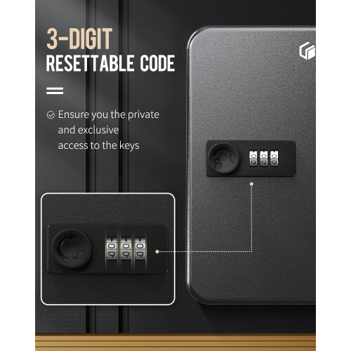 Uniclife 20 Position Key Cabinet with Combination Lock Resettable Blac 2