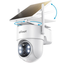 ieGeek 2K/3MP 360 PTZ Security Camera Outdoor Wireless with Removable Solar Panel,Continuous Power 2.4G WIFI CCTV Camera,PIR Motion Detection,Color N