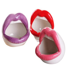 Sexy Lips Planter Pot, Ceramic Succulent Planter with Red Lipstick, Funny Face Pot for Small Plants