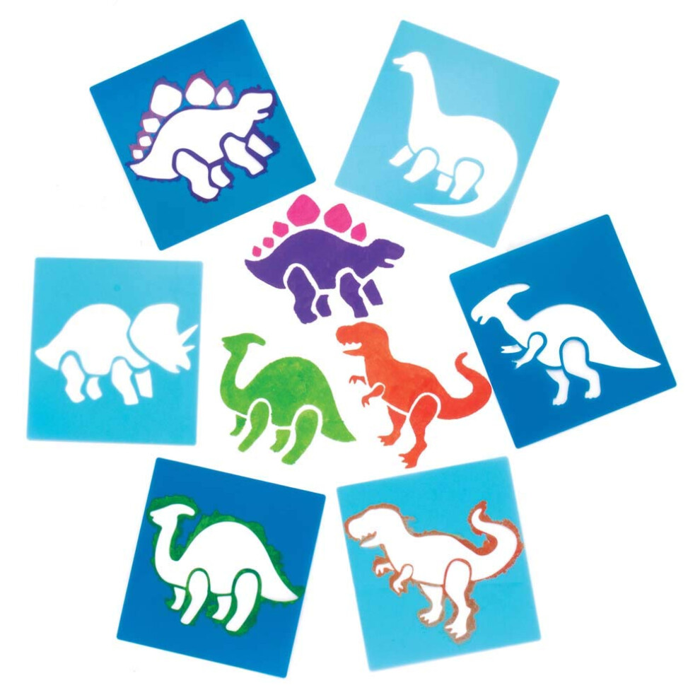 Baker Ross Ar942 Washable, Reusable Dinosaur Stencil Set For Arts & Crafts, 15Cm X 14Cm, Blue, Pack Of 6, Pieces 54638716