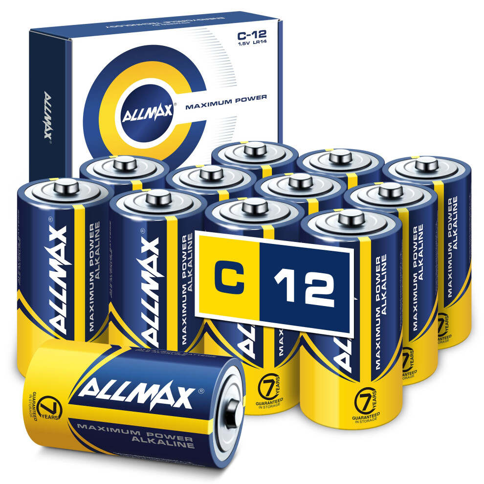 Allmax C (Lr14) Maximum Power Alkaline Batteries (12 Count) Â Ultra Long-Lasting, Leakproof Design, 7-Year Shelf Life, Maximum Performance (1.5V) 5005238165618