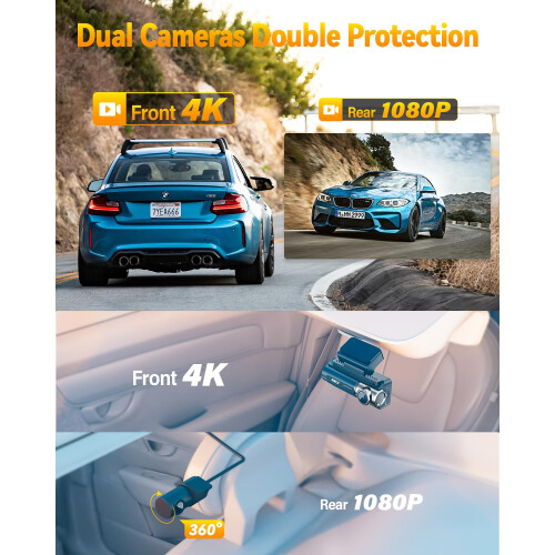 IIWEY D2 Pro Dash Cam Front and Rear 4K, Built-in 1