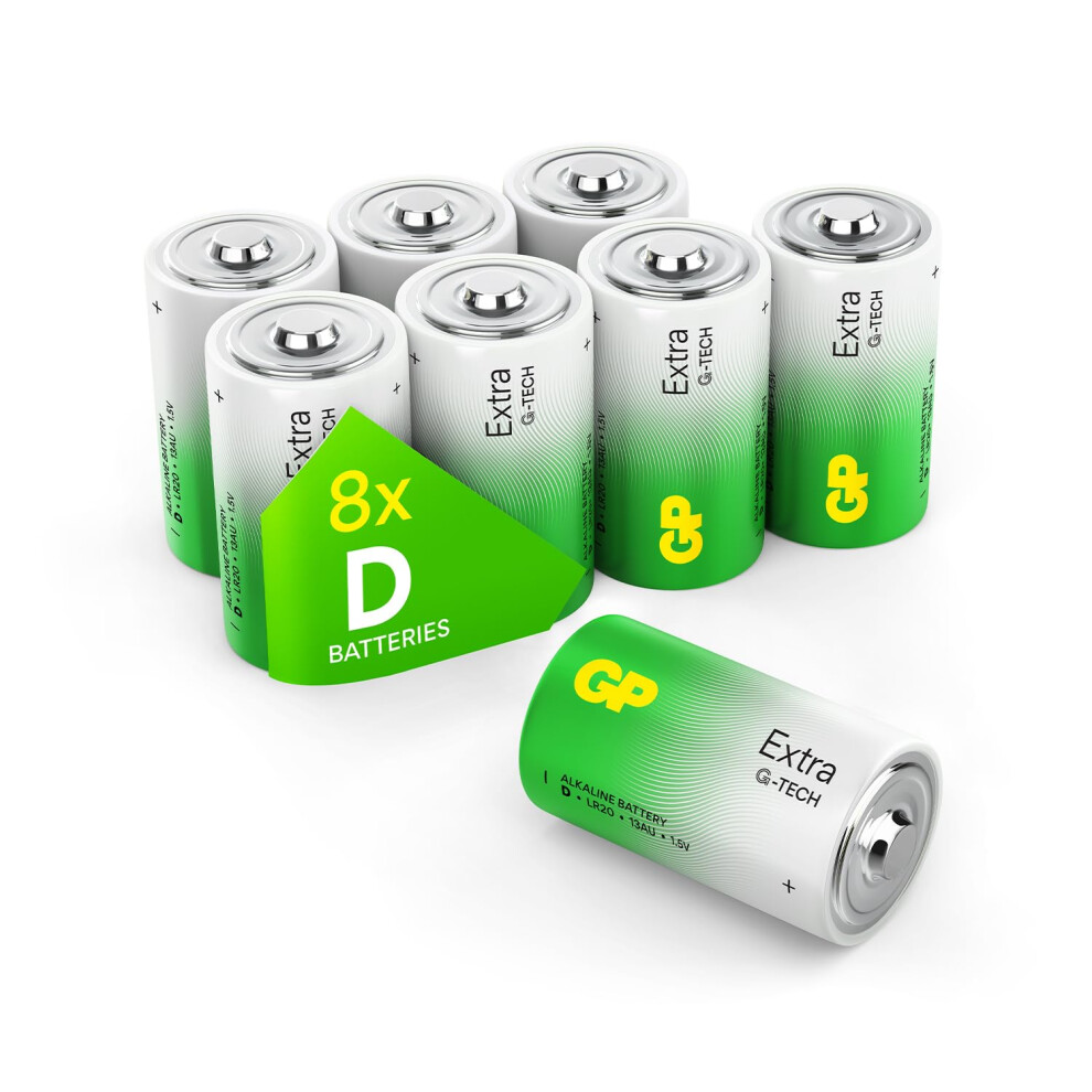GP Extra D Batteries LR20 1.5V Alkaline Pack of 8 Mono Cells - Image 5