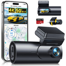 GKU 4K Dash Cam Front and Rear, 5GHz WiFi GPS, Dual Car Camera, 1.5” IPS Mini Dashcam for Cars with 64GB SD Card, 24H Parking Mode, Night Vision, WD