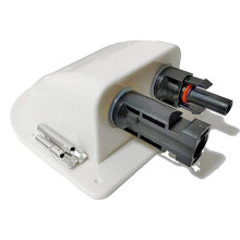 Dubbelgats Kabeldoorvoerdoos voor Zonnepanelen, Gebogen Kabelconnector, Waterdicht, voor Campers en Caravans, Wit