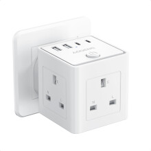 Plug Extension Socket with 4 USB, 3 Way (13A/3250W) Multi Plug Adapter UK, USB Wall Plug Charger, 3 Pin Plug Expander for Home, Office