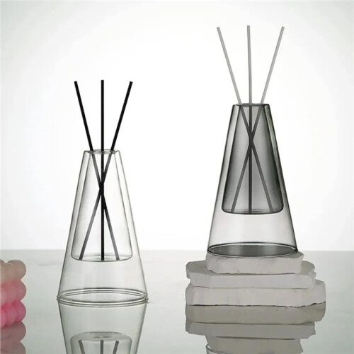 Double Layer Triangle Glass Aromatherapy Bottle Essential Oil Storage Containers Hydroponic Flower Home Decorations A 1