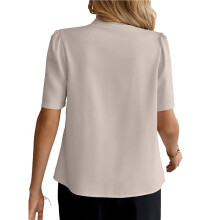 Women Blouses Dressy Casual Summer Short Sleeve Button Down Shirts Business Work Tops Apricot Color XXL