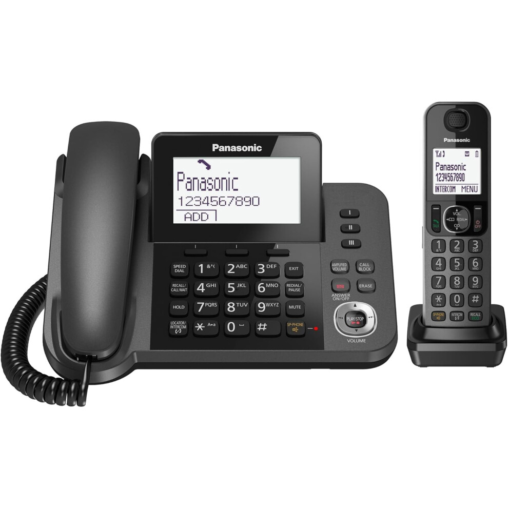 Panasonic Kx-Tgf320 Corded And Cordless Home Office Telephone Kit With Answerphone And Nuisance Call Blocker - Black