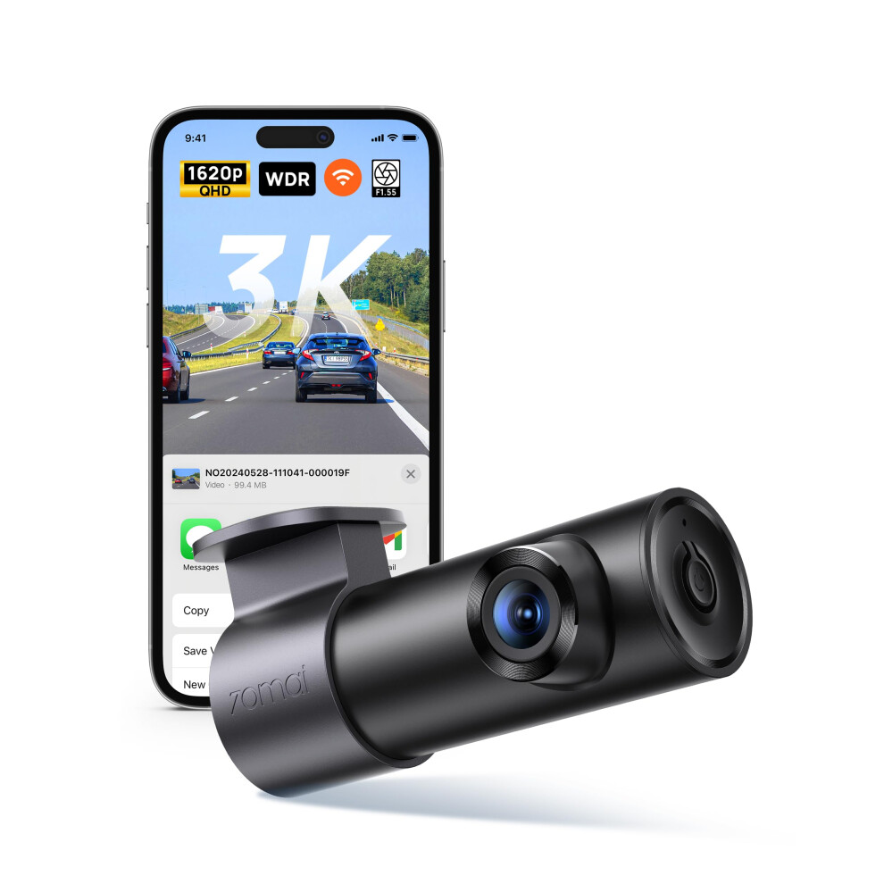 70Mai Wifi Mini Dash Cam M310 Plus 3K, Smart Voice Command 1620P Qhd Dash Camera For Cars, Wdr, Night Vision, 24H Parking Monitor With App Control, T 5002600185038