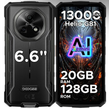 DOOGEE Fire 5 Pro Android 15 Rugged Smartphone & Gemini AI - 20GB + 128GB, 13000mAh & MTK Helio G81 Octa Core Rugged Phone,90Hz 6.6" HD+,13MP + 8MP,3