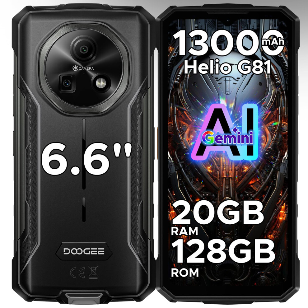 Doogee Fire 5 Pro Android 15 Rugged Smartphone & Gemini Ai - 20Gb + 128Gb, 13000Mah & Mtk Helio G81 Octa Core Rugged Phone,90Hz 6.6" Hd+,13Mp + 8Mp,3 36523900