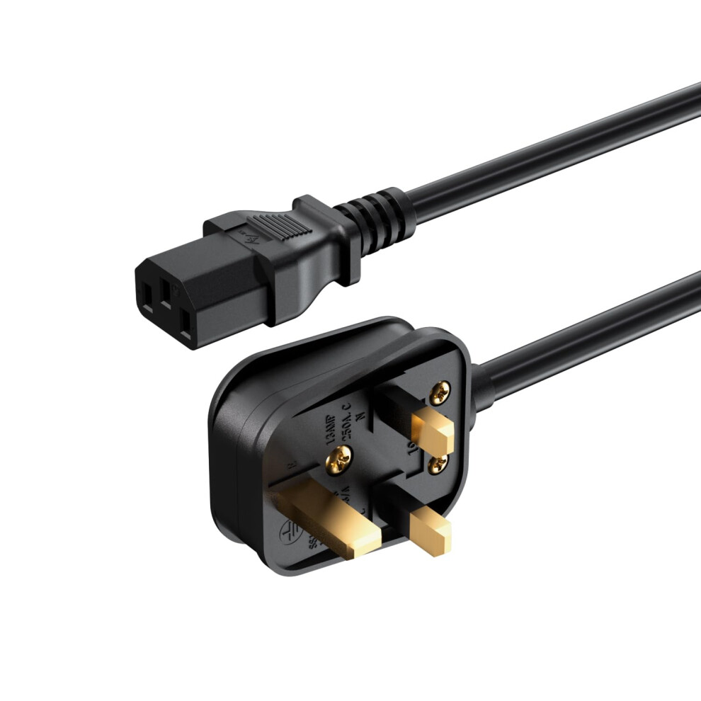 Superer 3M Uk Power Cable, Bs1363 To Iec C13 3 Pin Power Cord,10Ft Long Kettle Lead Compatible With Lg, Dell, Panasonic Tvs & Monitors, Pc, Computer 5002412341530