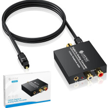 eSynic 192KHZ Optical to RCA Converter Pure&Clear Sound Digital to Analog Audio Converter Support|3.5mm&RCA Output|Lightweight|Aluminum Metal Case|PC