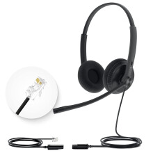 Yealink Phone Headsets for Office Phones YHS34 Lite QD to RJ9 Wired Headset Compatible with Poly Avaya Snom Grandstream Phones Desk Landline Headset