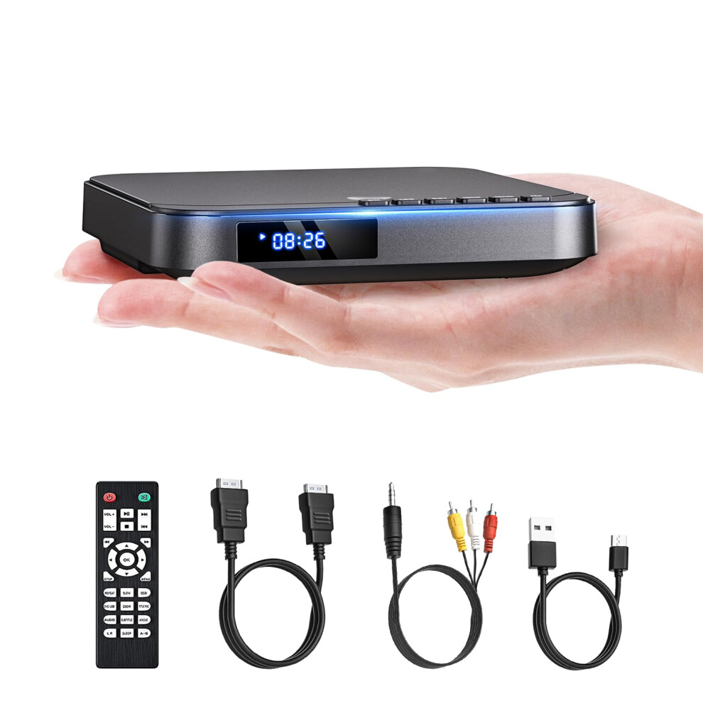 Desobry Mini Dvd Player Hdmi For Tv 1080P Multi Region Dvd Player With Av Output, Usb/Tf Card Input, Remote Control, Support Pal/Ntsc 5009848228251