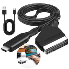 Scart to HDMI Converter, All-in-One Video Audio Scart Lead to HDMI Adapter with USB Power Cable HD 720p/1080p Plug and Play for HDTV DVD Player Monit