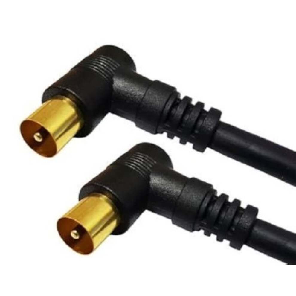 Photos - Cable (video, audio, USB) electrosmart 0.5 Meter Black Male Coax Plug to Male Coax Plug TV Aerial Cable with 90 Degree Right Angled Gold Plated Connec