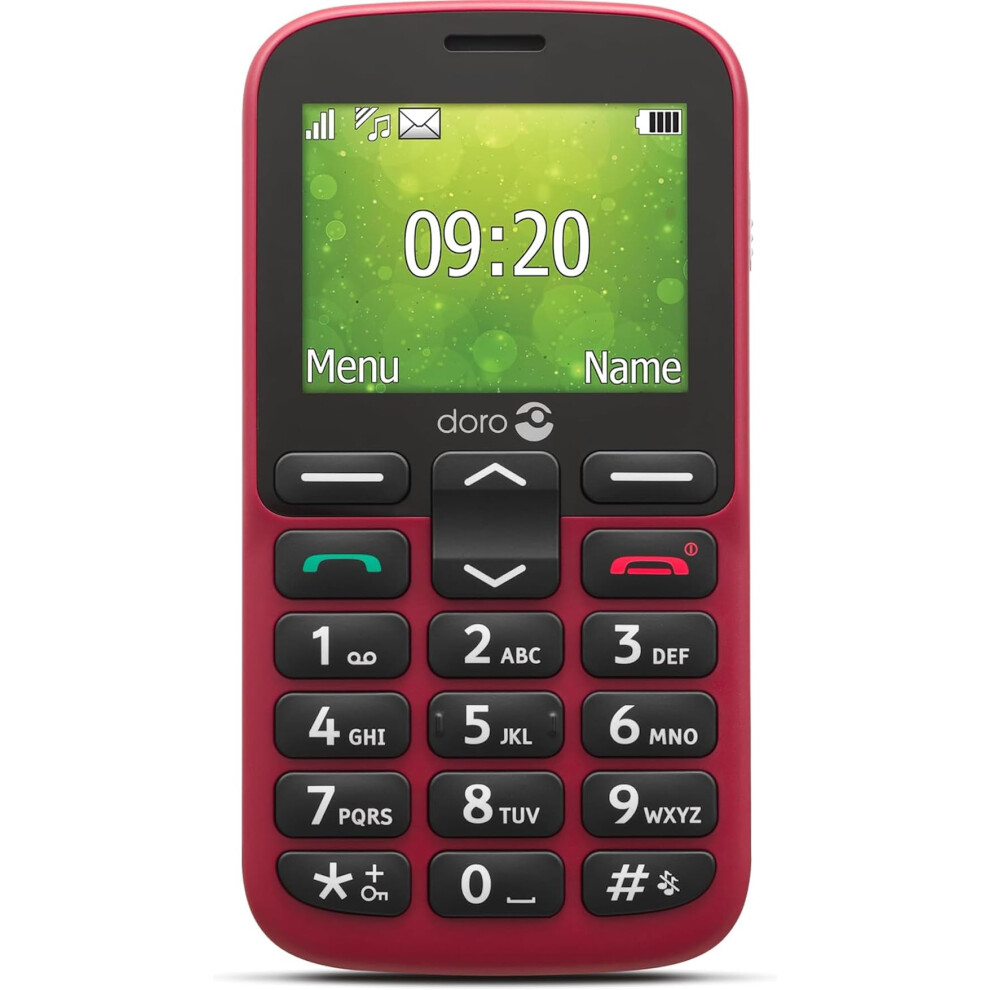 Doro 1380 Unlocked 2G Network Only Dual Sim Mobile Phone For Seniors With 2.4" Display, Camera And Assistance Button [Uk And Irish Version] (Red) Red 5006001490814